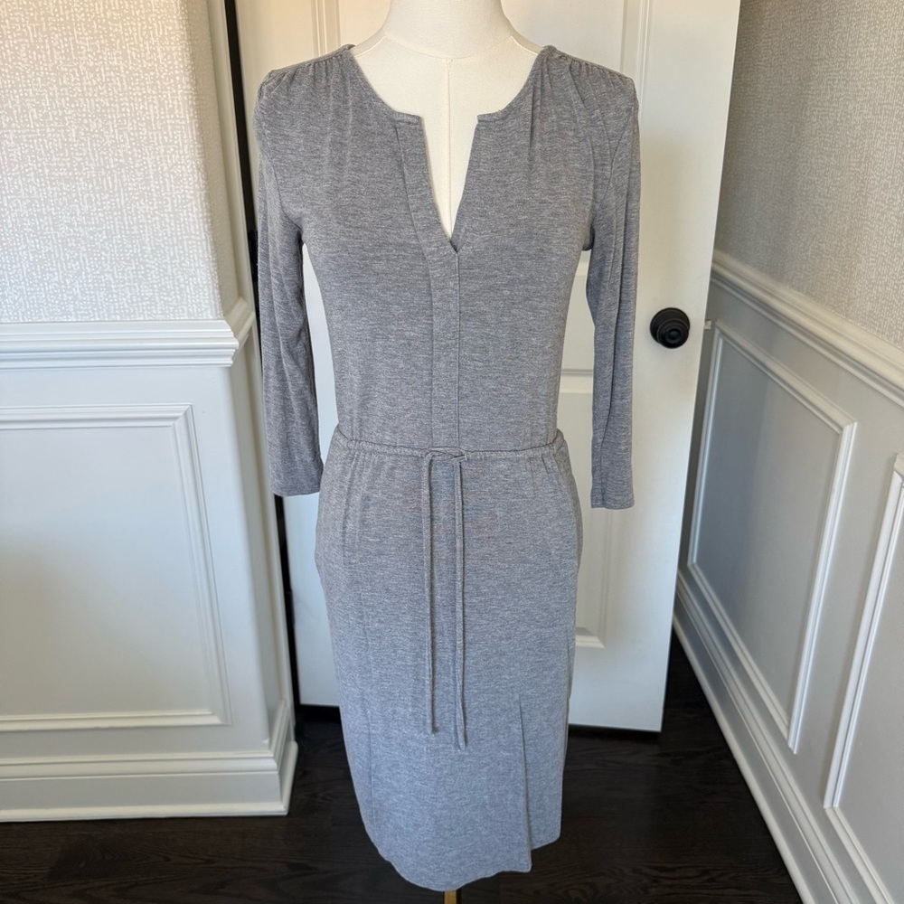 Kenar Gray 3/4 Sleeve Draw String Women's Dress XS